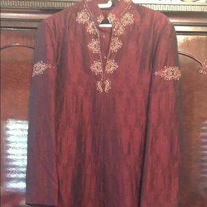 Boys Sherwaani Style Kurta with Gold Embroidery